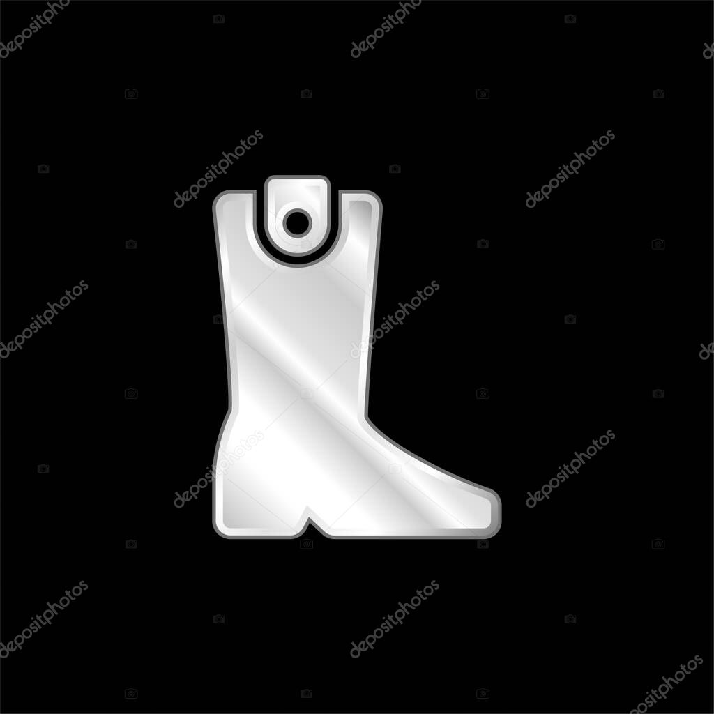 Boot silver plated metallic icon