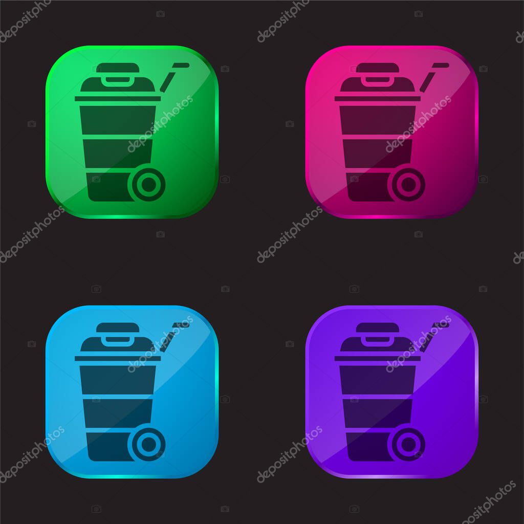Bin four color glass button icon
