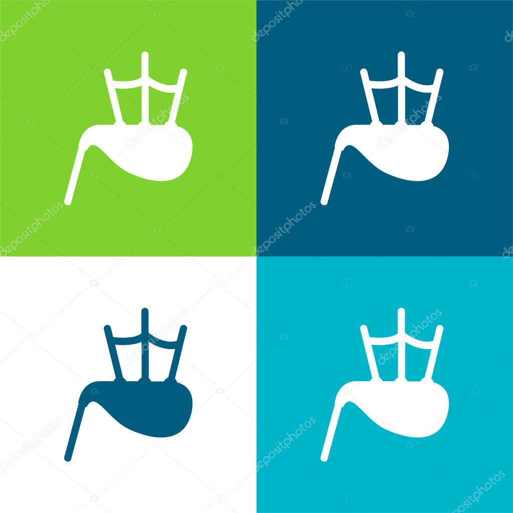 Bag Pipe Flat four color minimal icon set