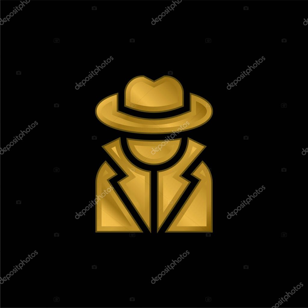 Annonymous gold plated metalic icon or logo vector