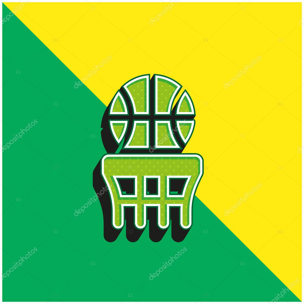Basketball Green and yellow modern 3d vector icon logo