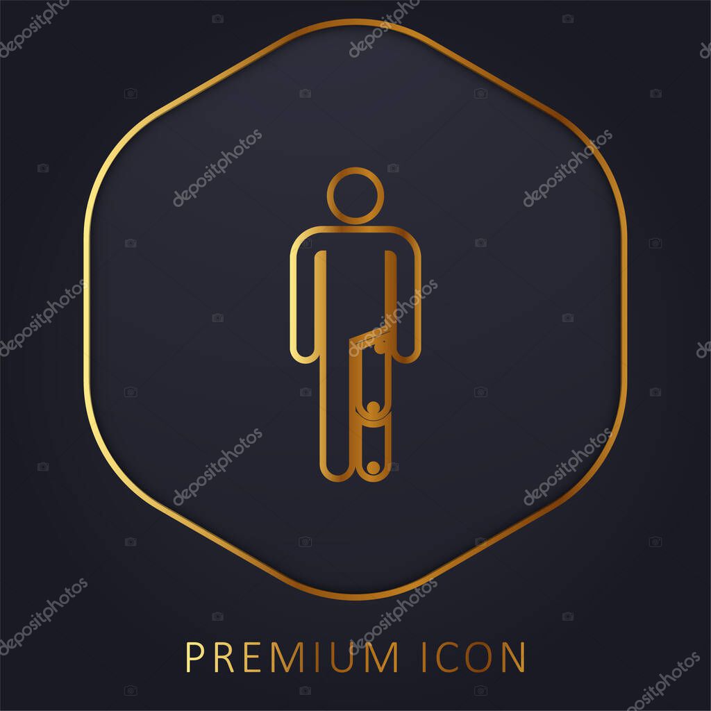 Amputee golden line premium logo or icon