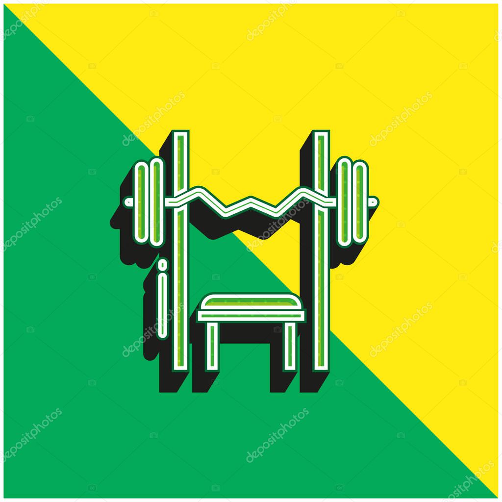 Bench Press Green and yellow modern 3d vector icon logo
