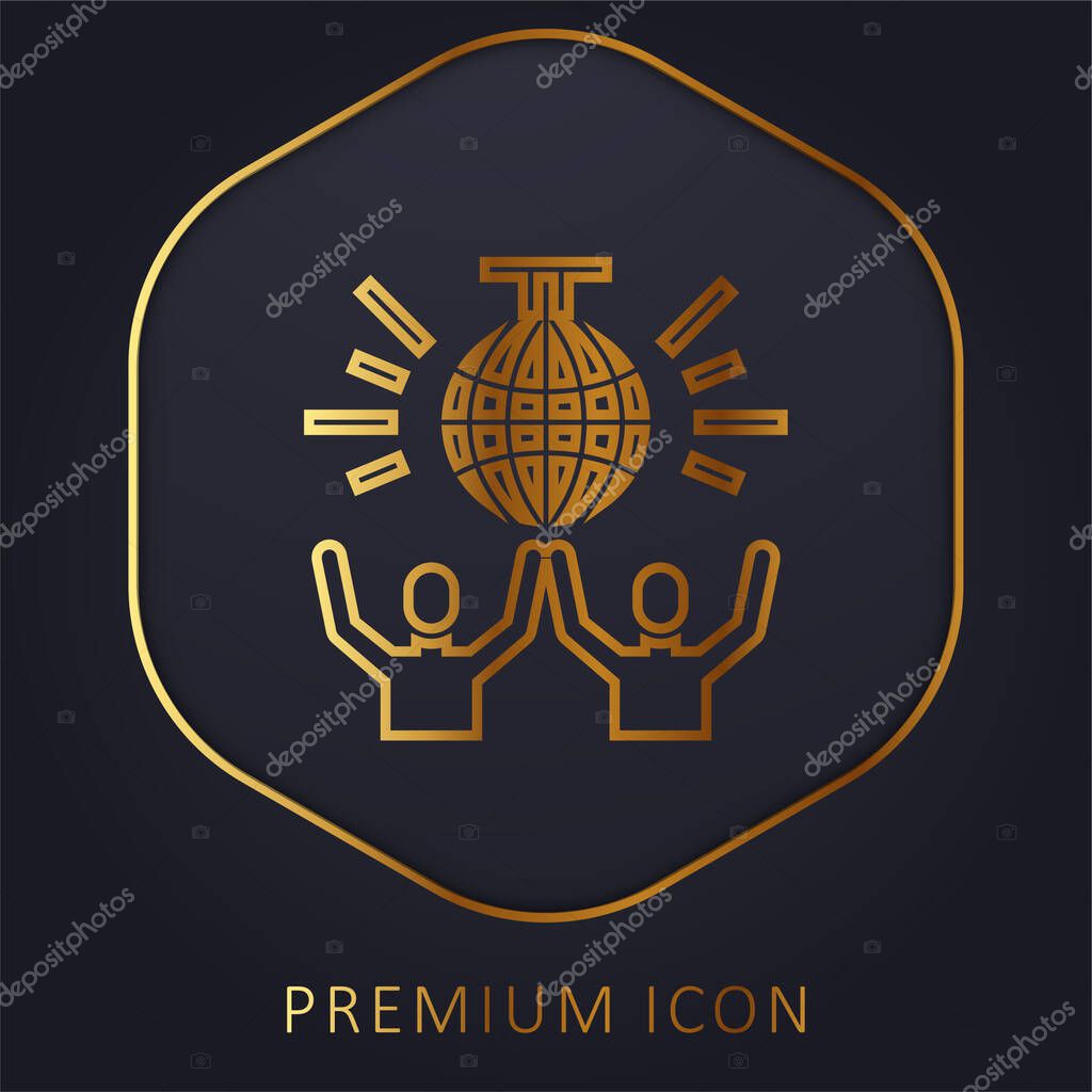 Birthday And Party golden line premium logo or icon