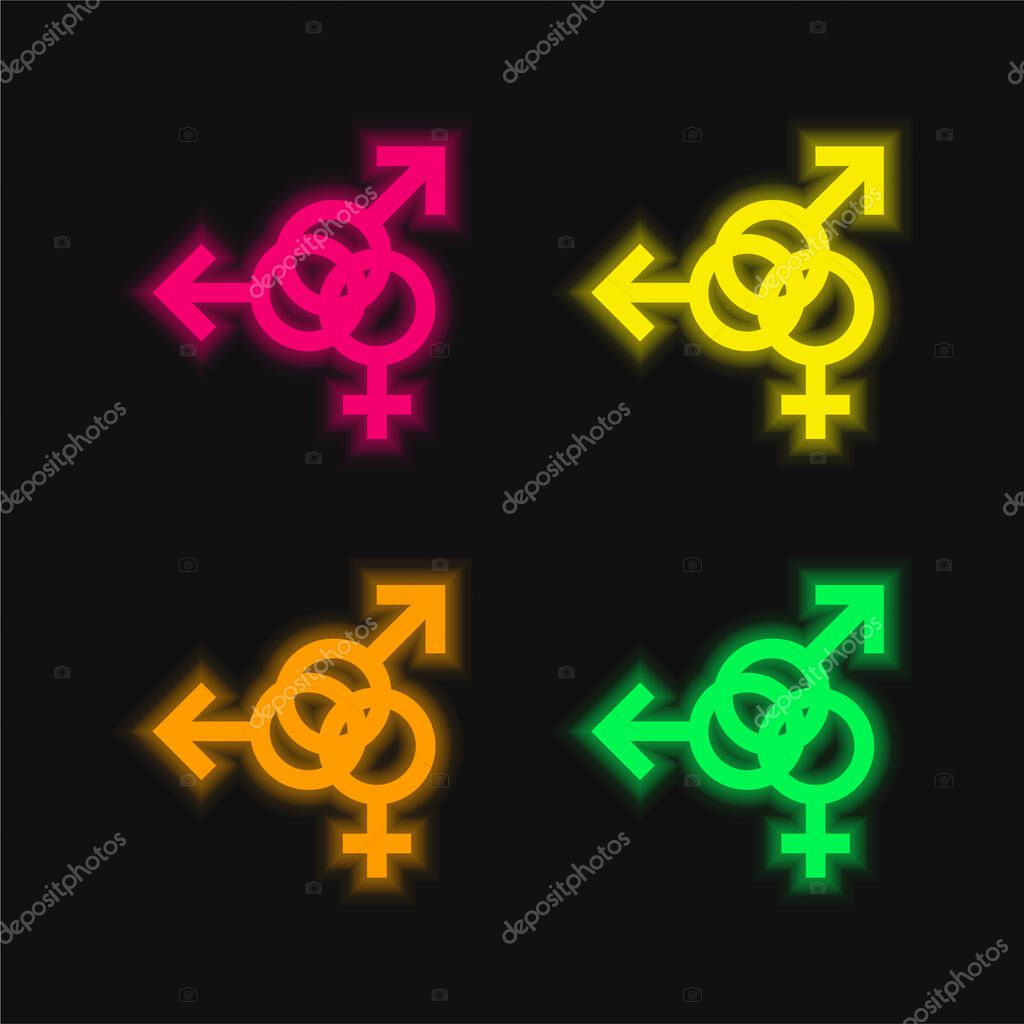 Bisexual four color glowing neon vector icon