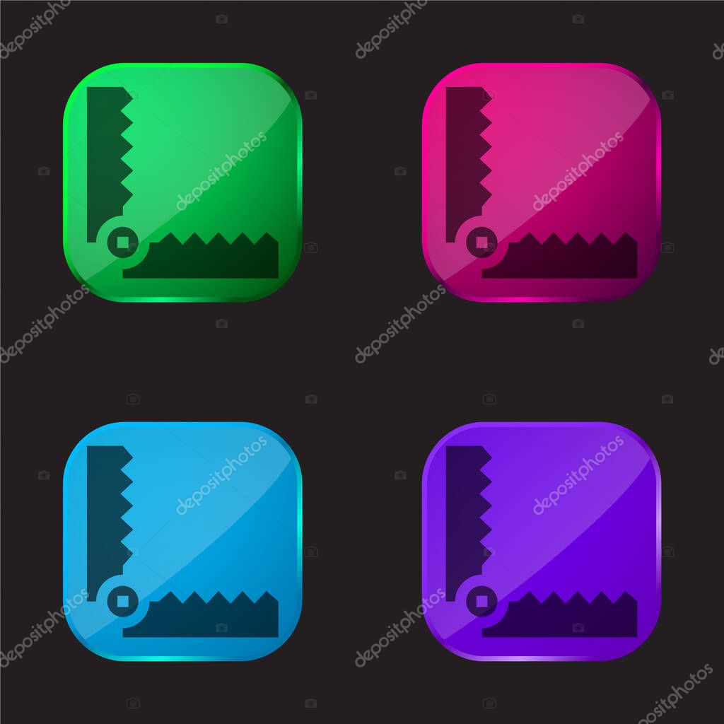Bear Trap four color glass button icon