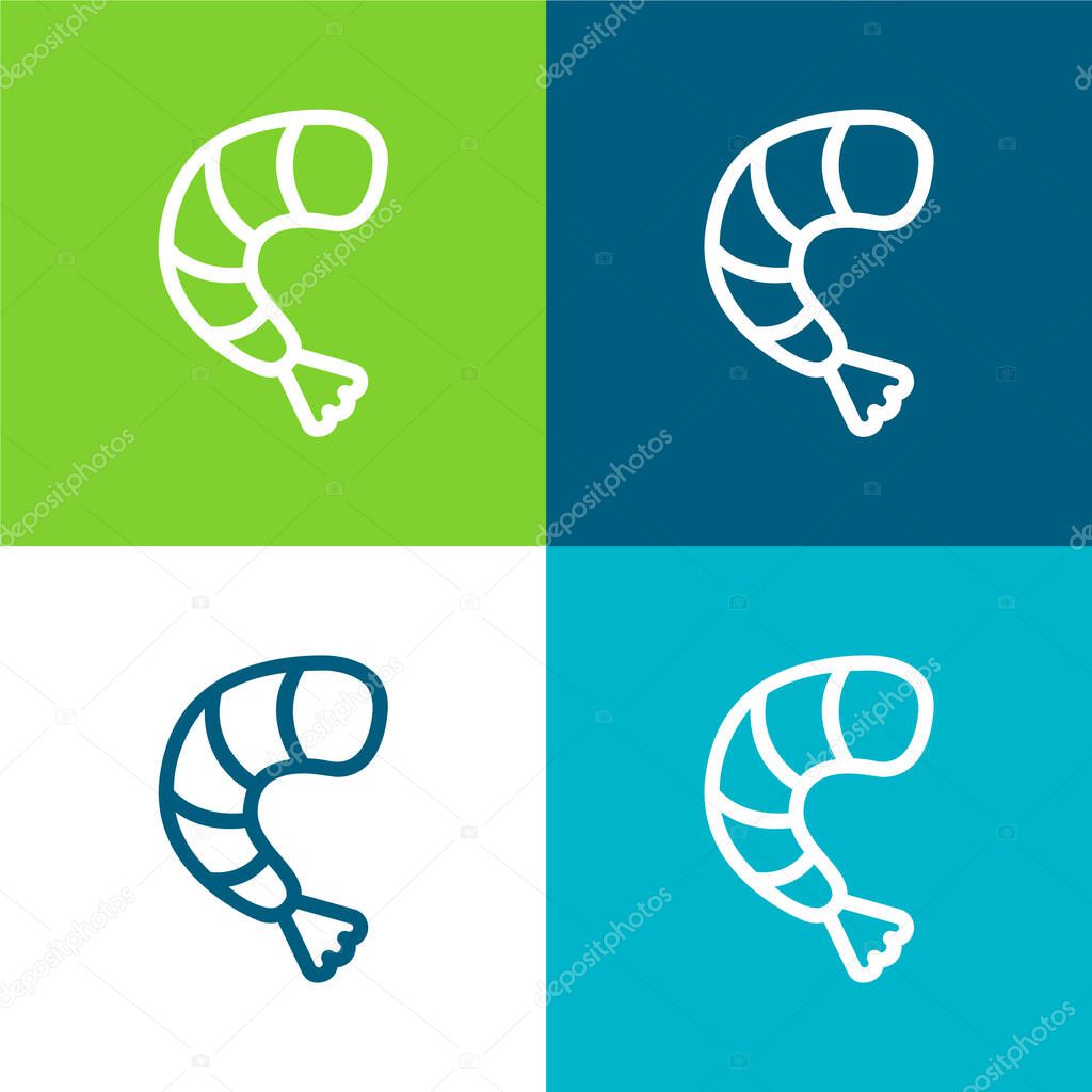 Big Shrimp Flat four color minimal icon set