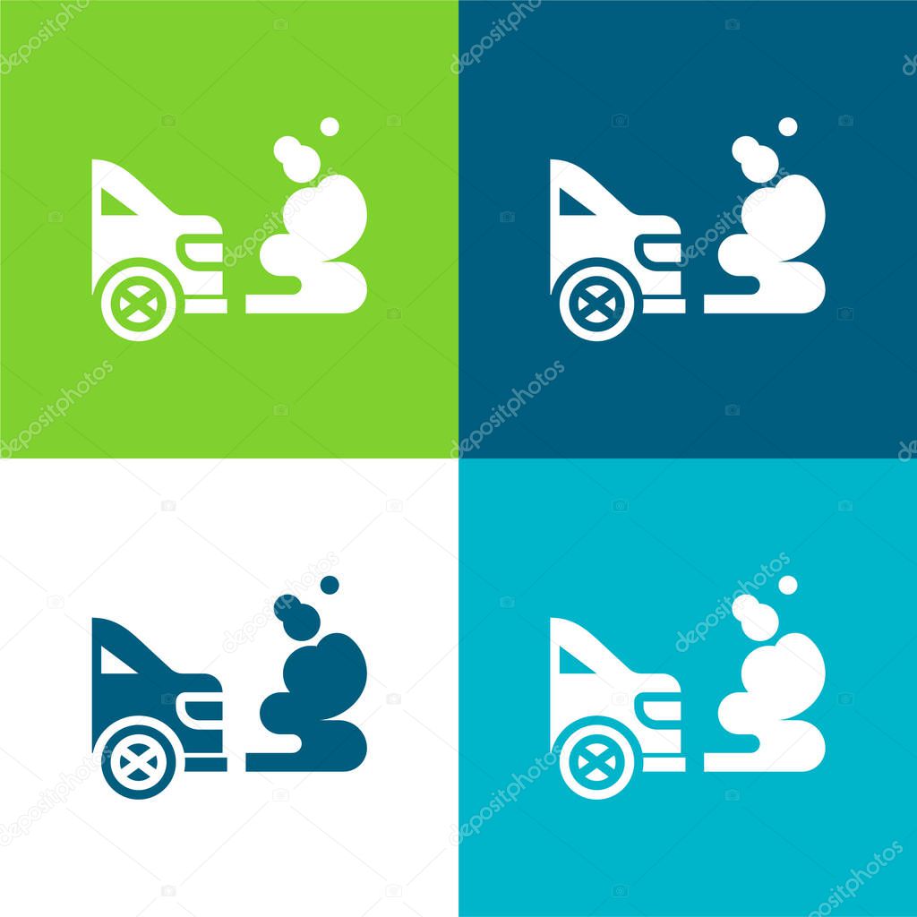 Air Pollution Flat four color minimal icon set