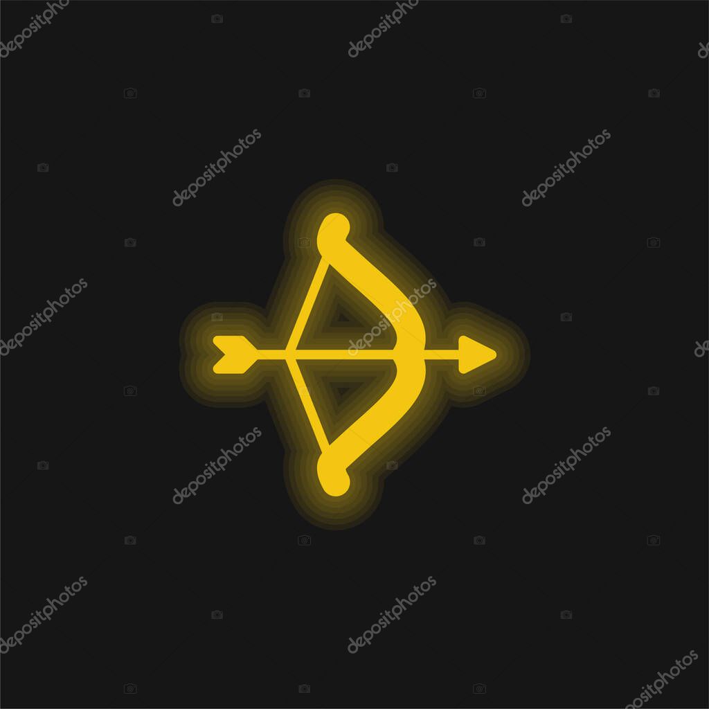 Archery yellow glowing neon icon