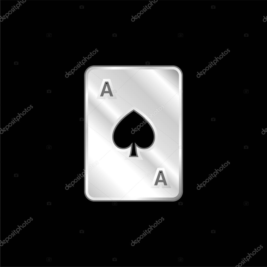 Ace Of Spades silver plated metallic icon