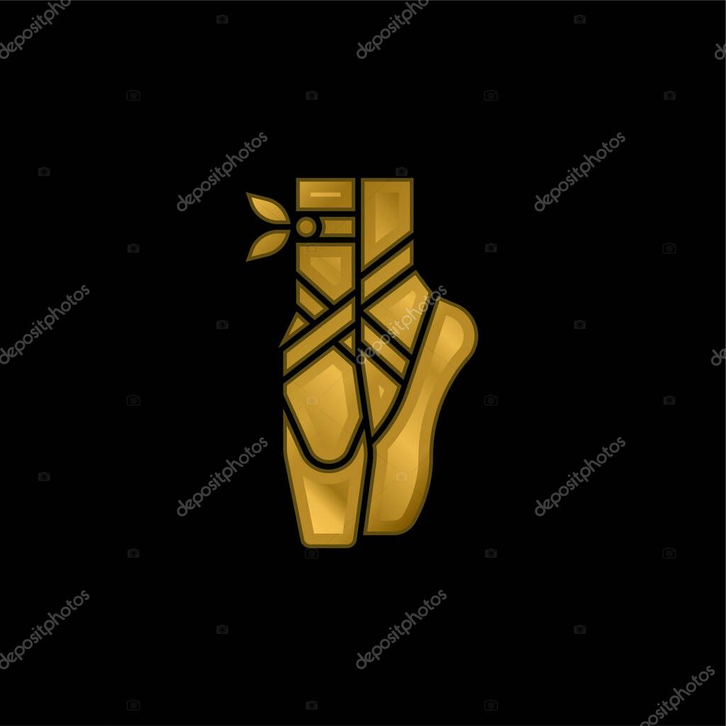 Ballet gold plated metalic icon or logo vector