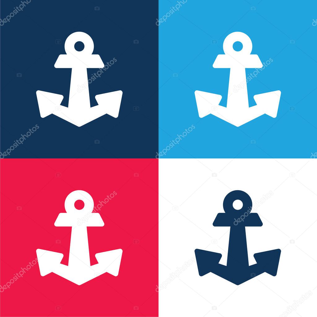 Anchor blue and red four color minimal icon set