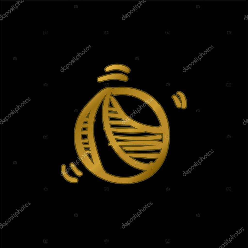 Bouncing Ball Toy gold plated metalic icon or logo vector