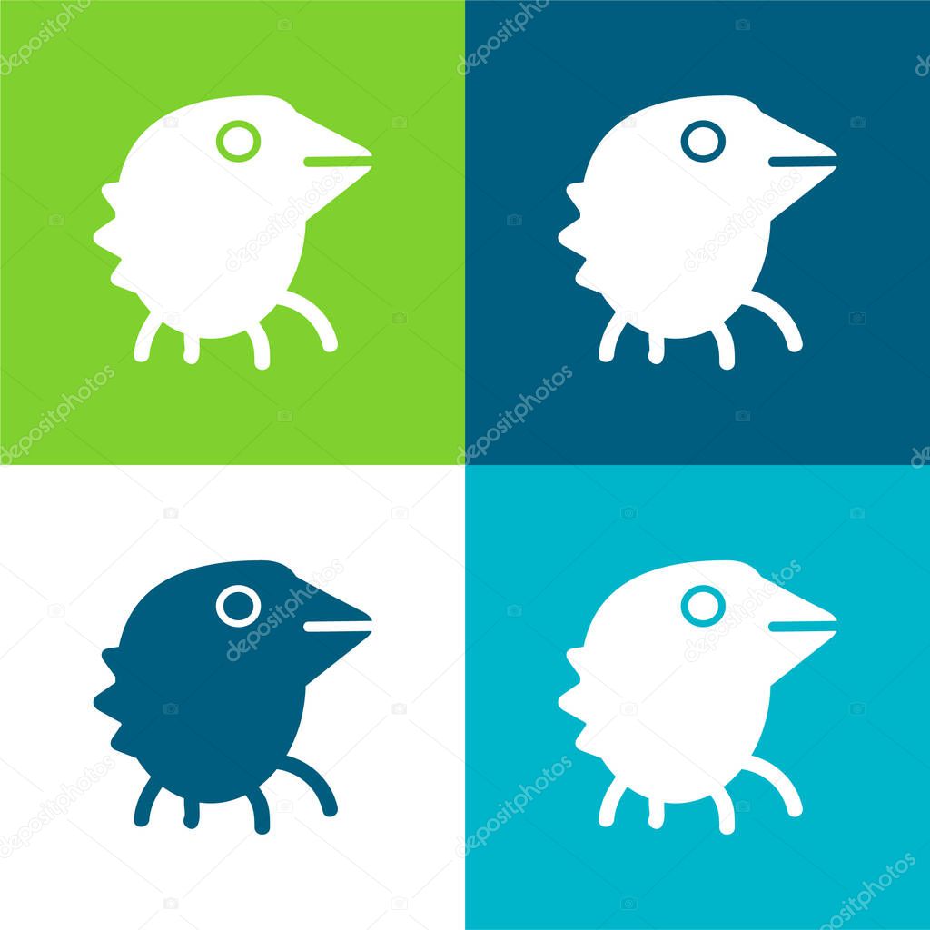 Bird Monster Flat four color minimal icon set