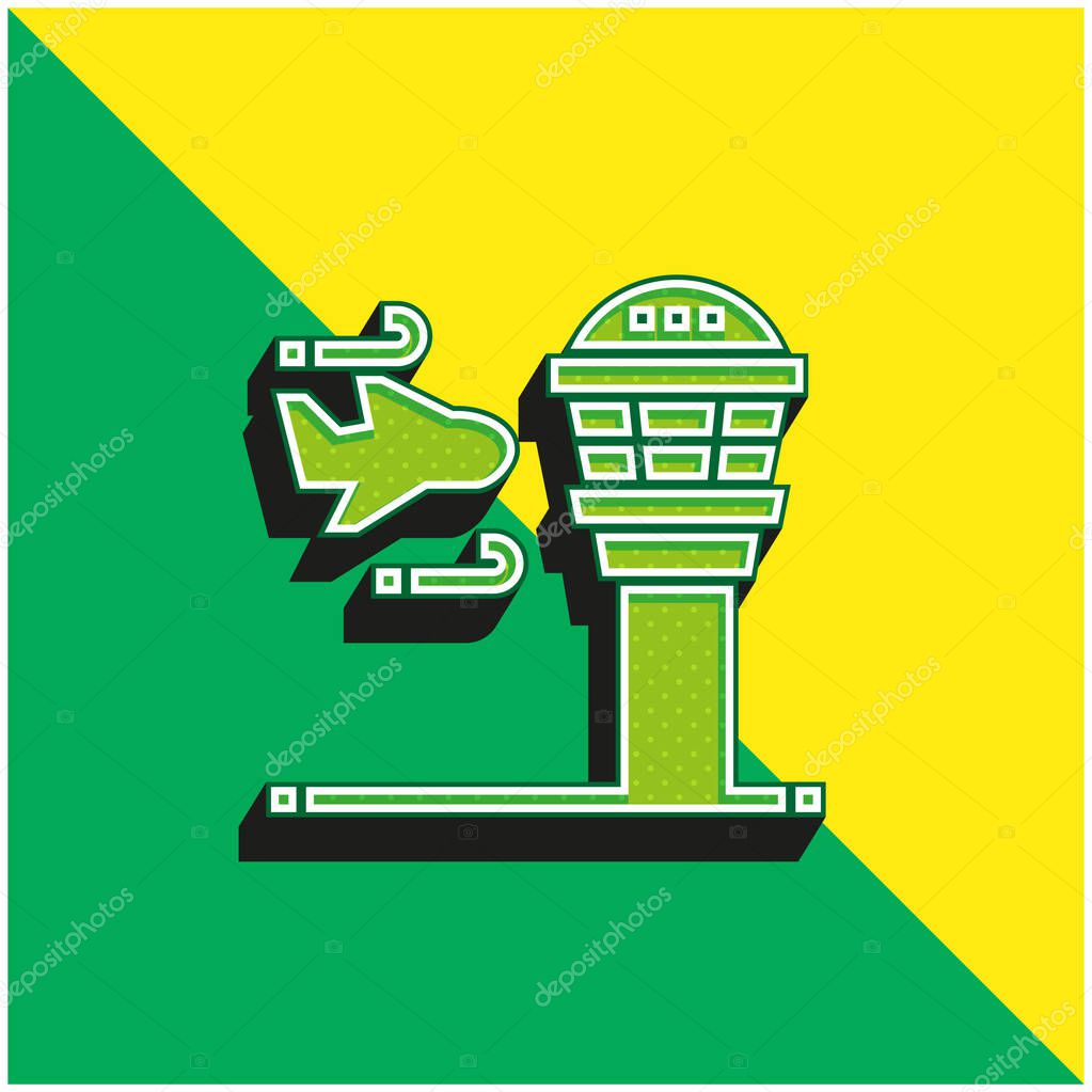 Airport Green and yellow modern 3d vector icon logo