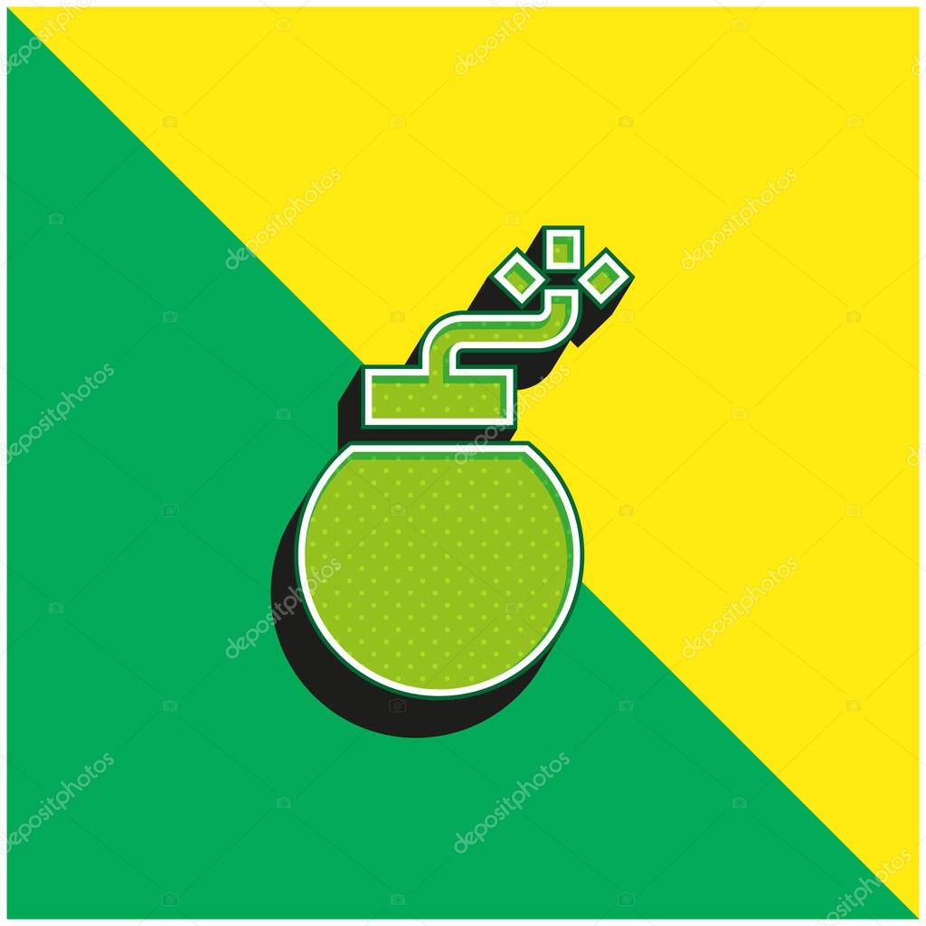 Bomb Green and yellow modern 3d vector icon logo