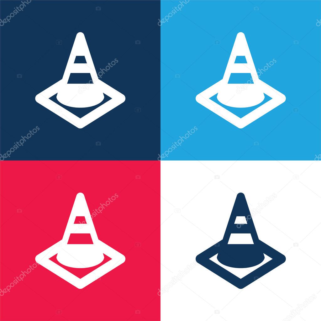 Blocking Road blue and red four color minimal icon set