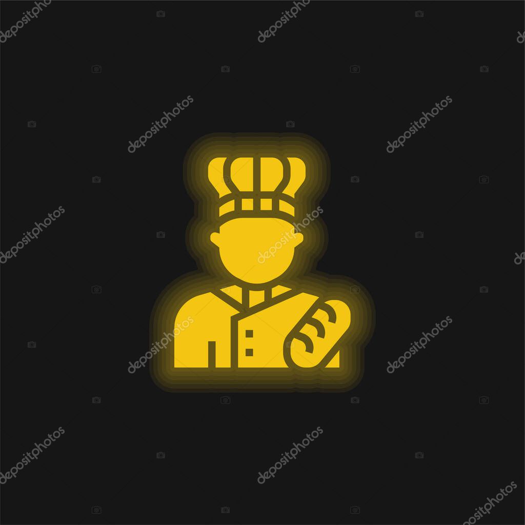 Baker yellow glowing neon icon
