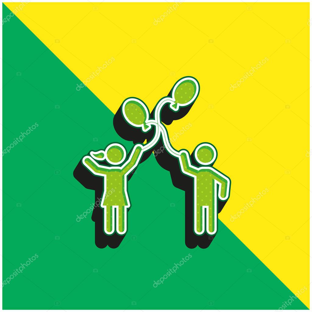 Balloon Playing Green and yellow modern 3d vector icon logo
