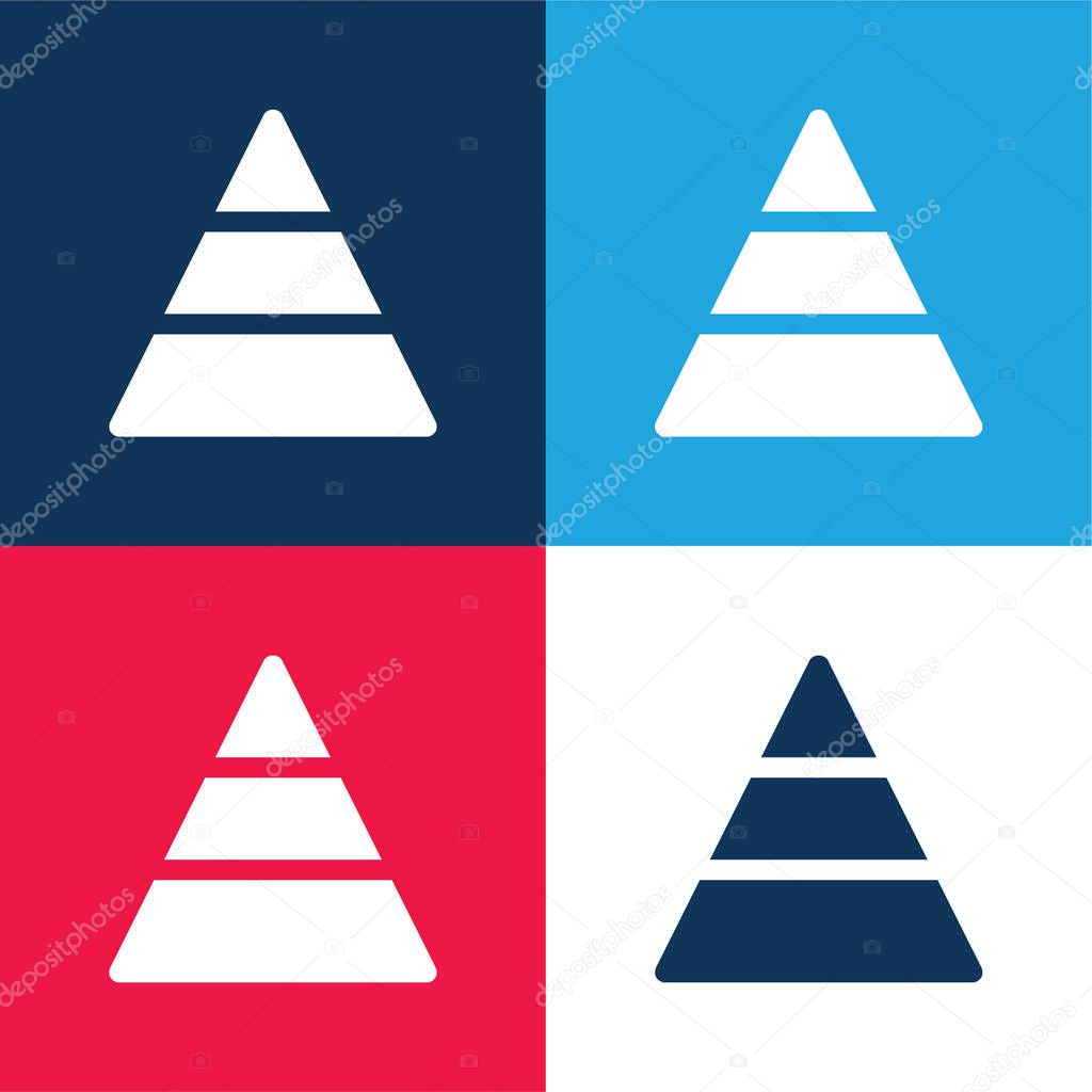 Analytics blue and red four color minimal icon set