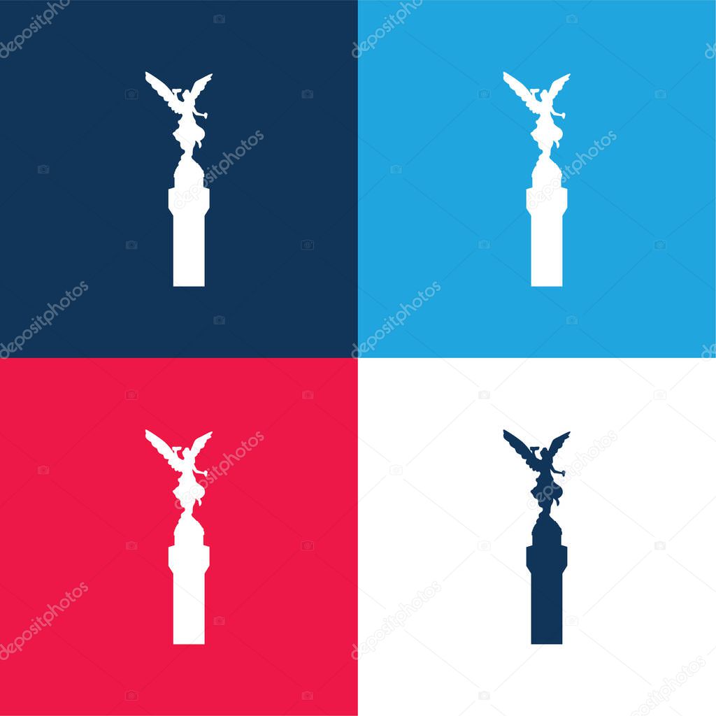 Angel Of Independence Of Mexico blue and red four color minimal icon set