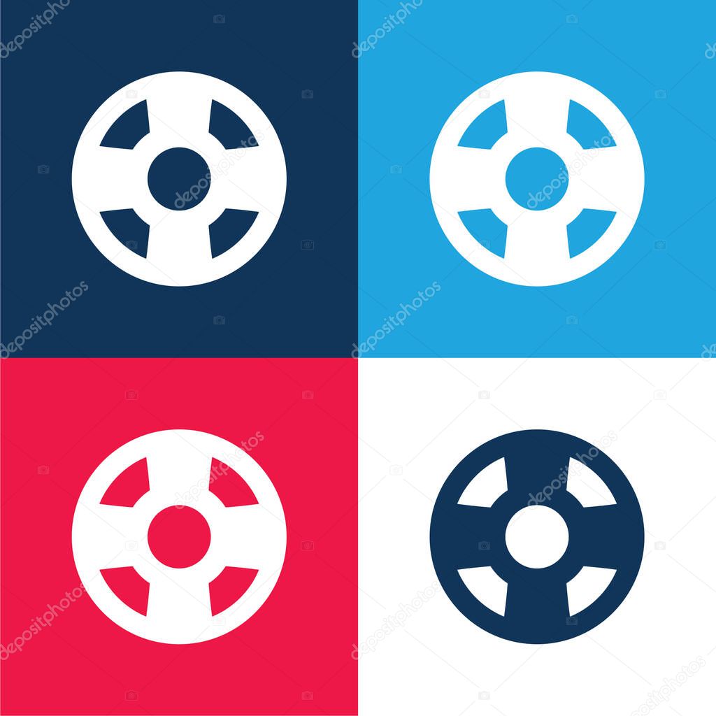 Beach Float blue and red four color minimal icon set