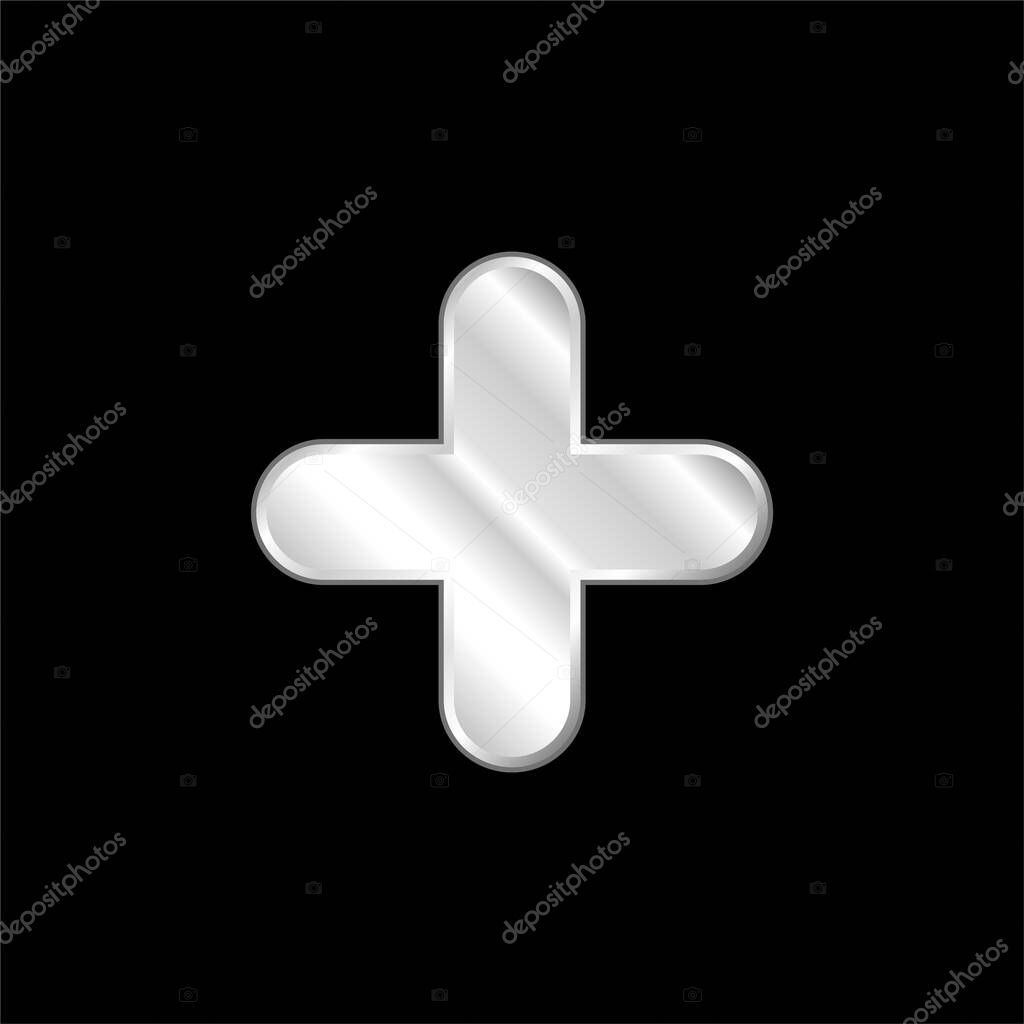 Add Icon silver plated metallic icon