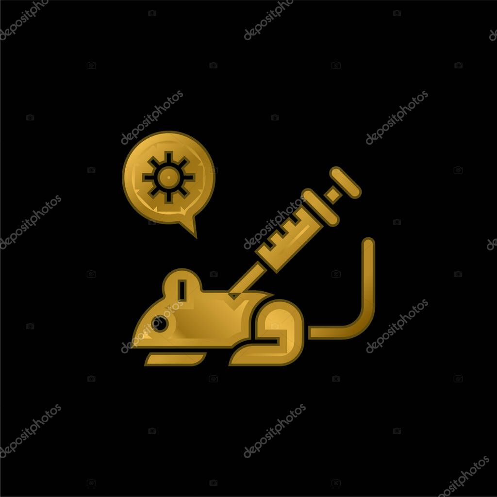 Animal Testing gold plated metalic icon or logo vector
