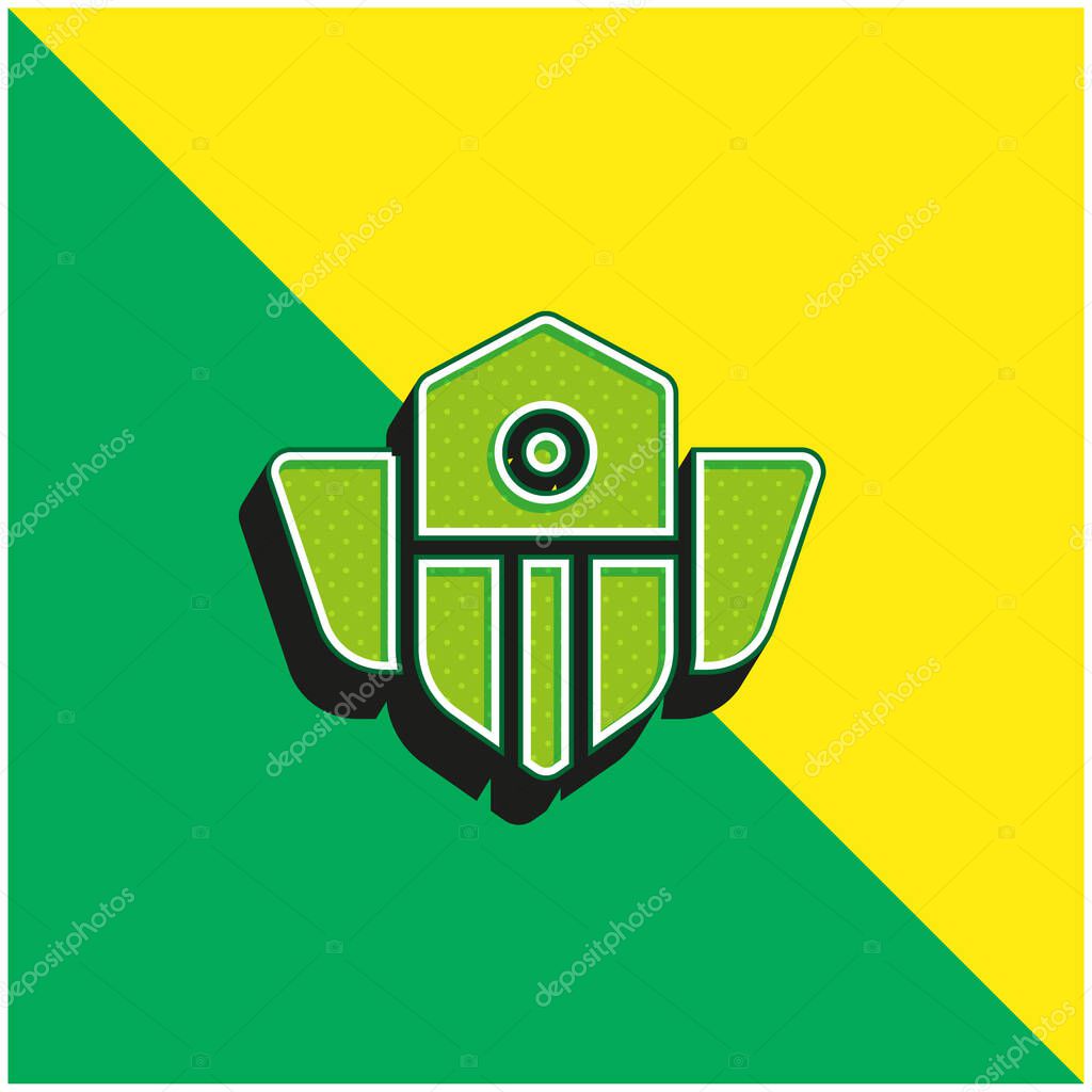 Badge Green and yellow modern 3d vector icon logo