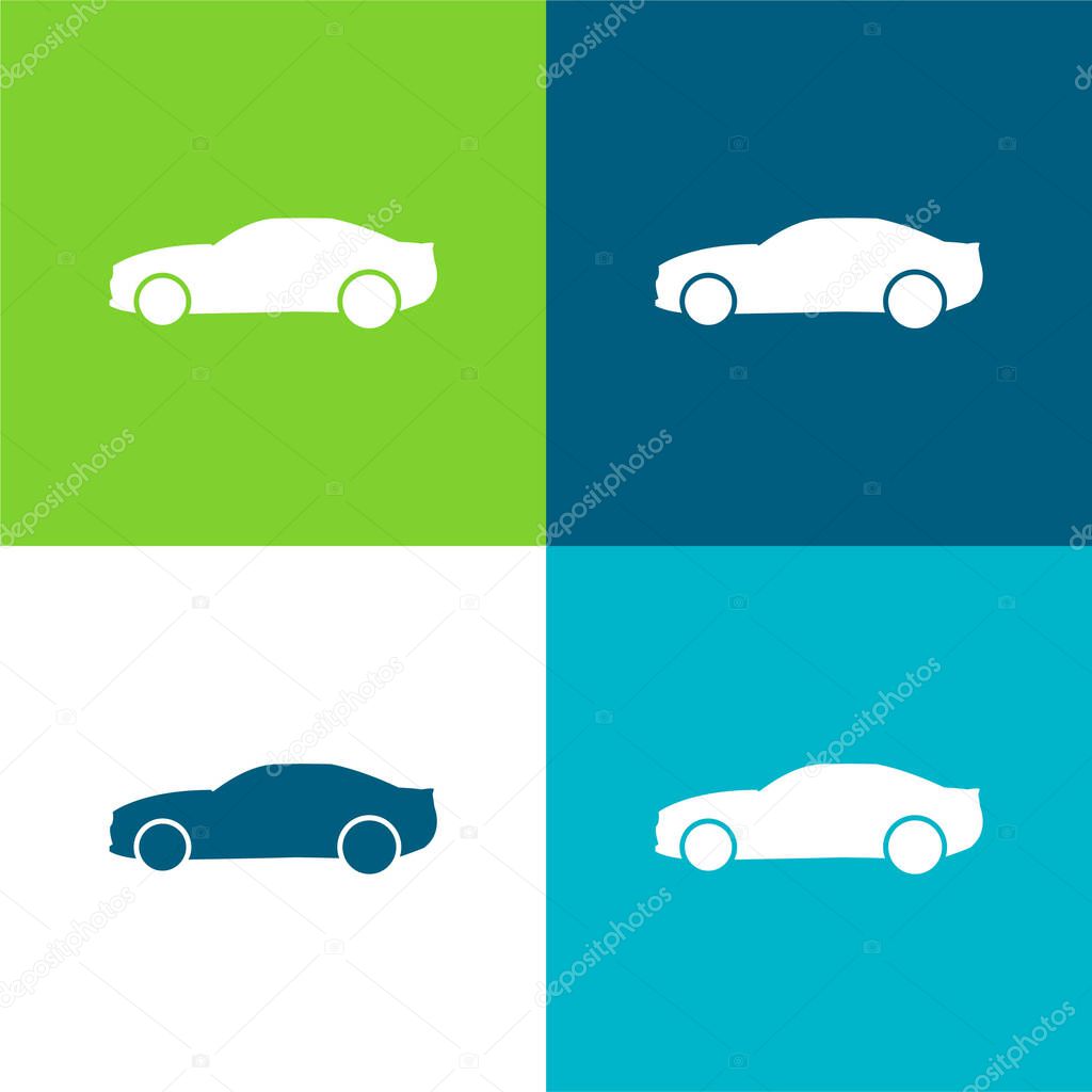 Black Big Car Side View Flat four color minimal icon set