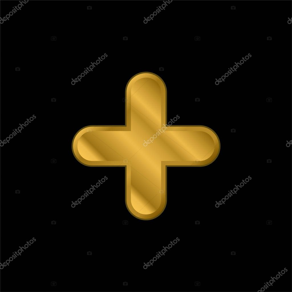 Add Icon gold plated metalic icon or logo vector