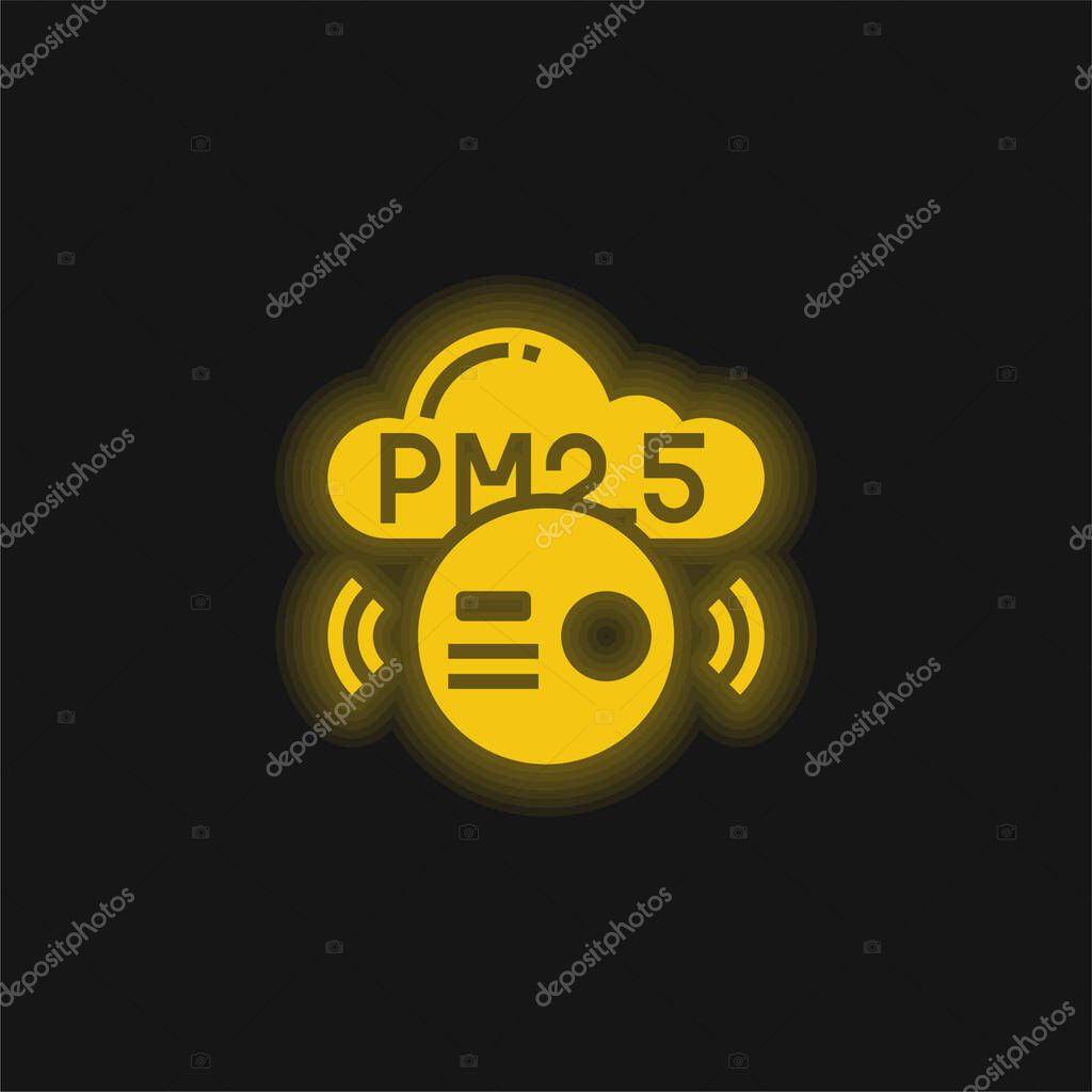 Air Pollution yellow glowing neon icon