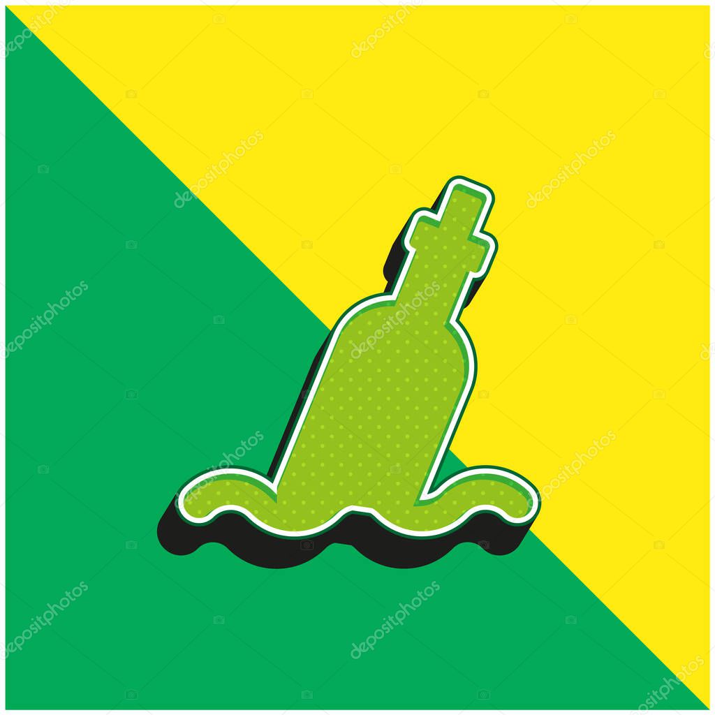 Bottle Green and yellow modern 3d vector icon logo