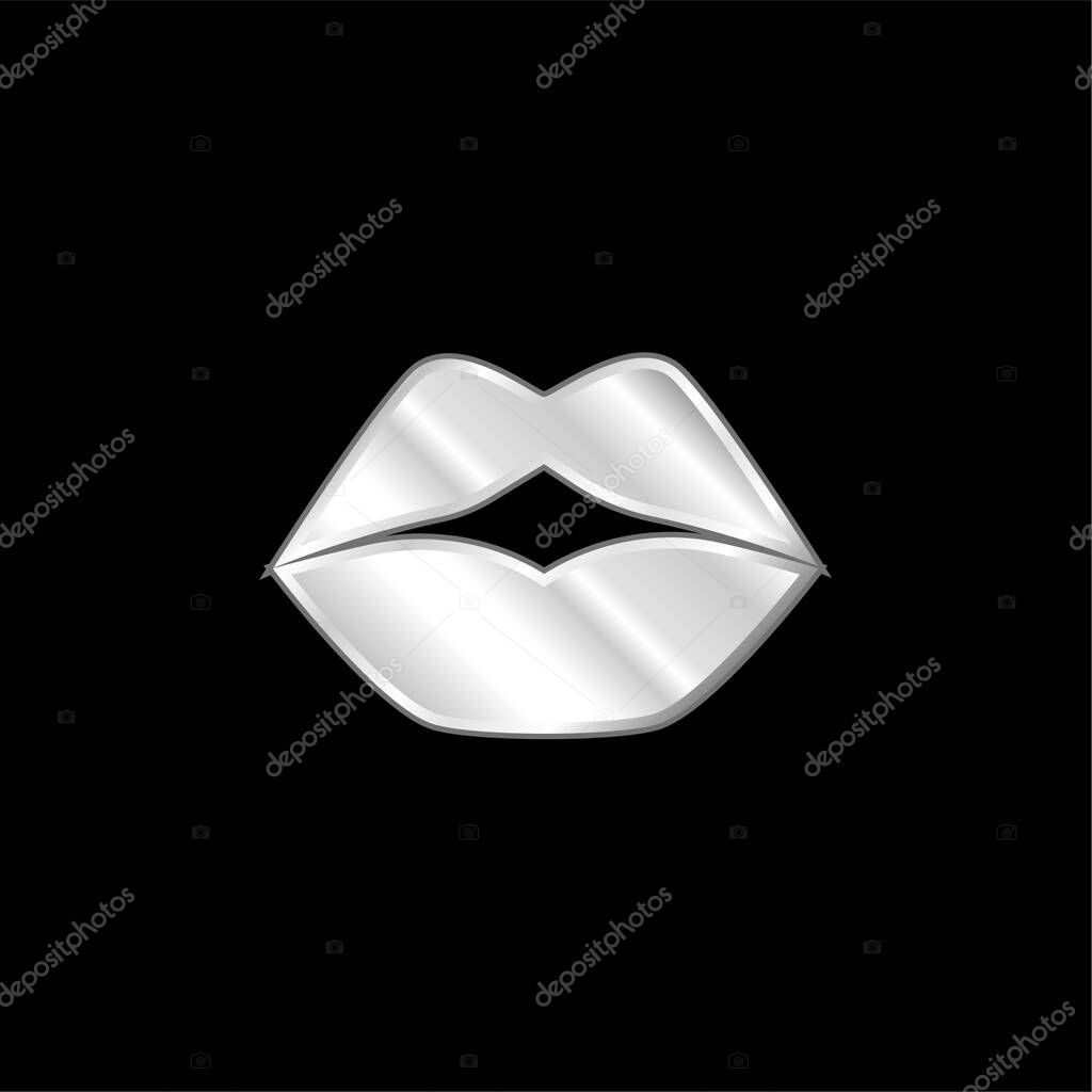 Big Lips silver plated metallic icon