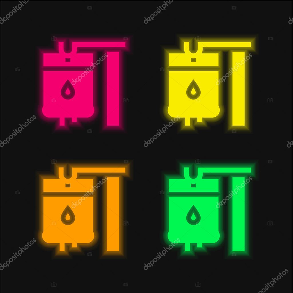 Blood four color glowing neon vector icon