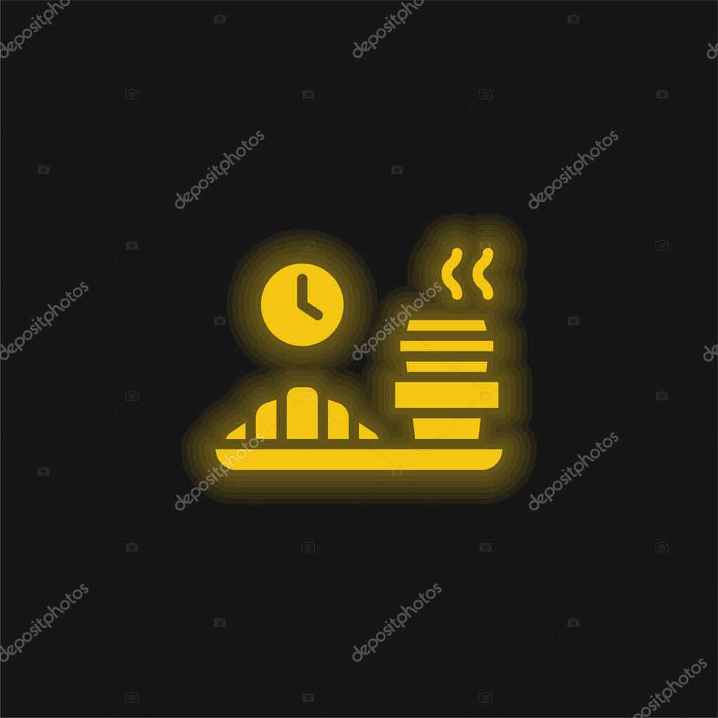 Break yellow glowing neon icon