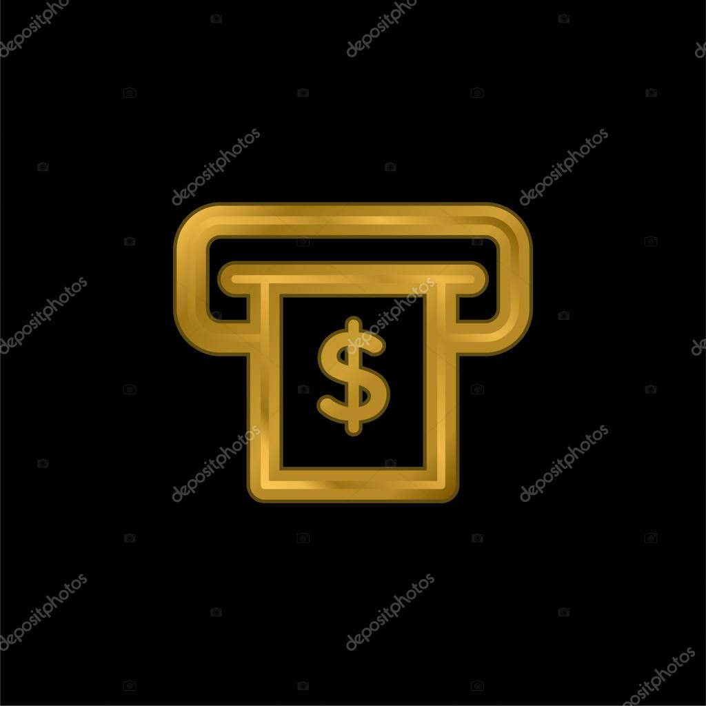Atm gold plated metalic icon or logo vector