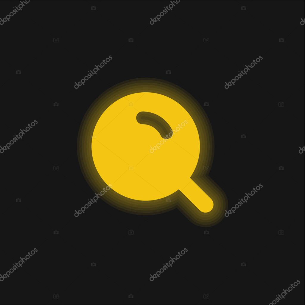 Big Magnifier With Shine yellow glowing neon icon