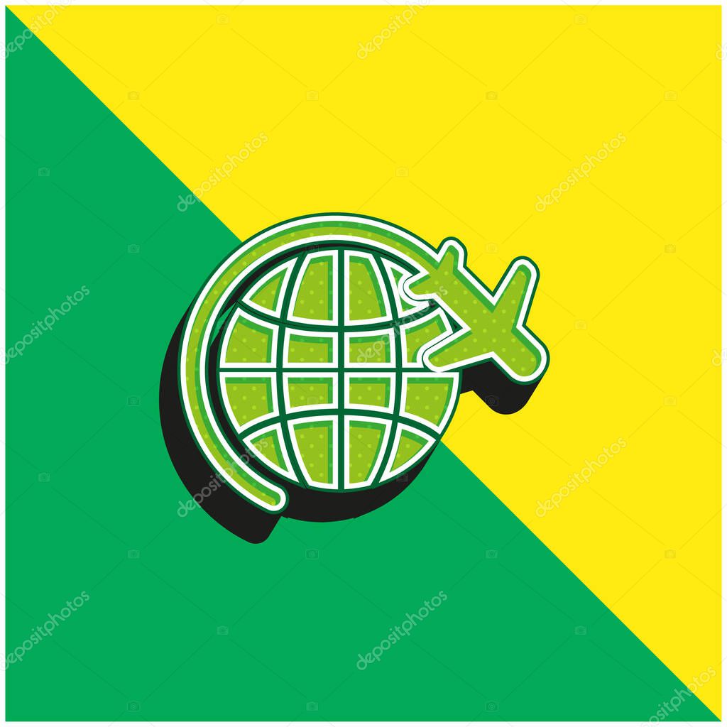Aeroplane Flight Green and yellow modern 3d vector icon logo