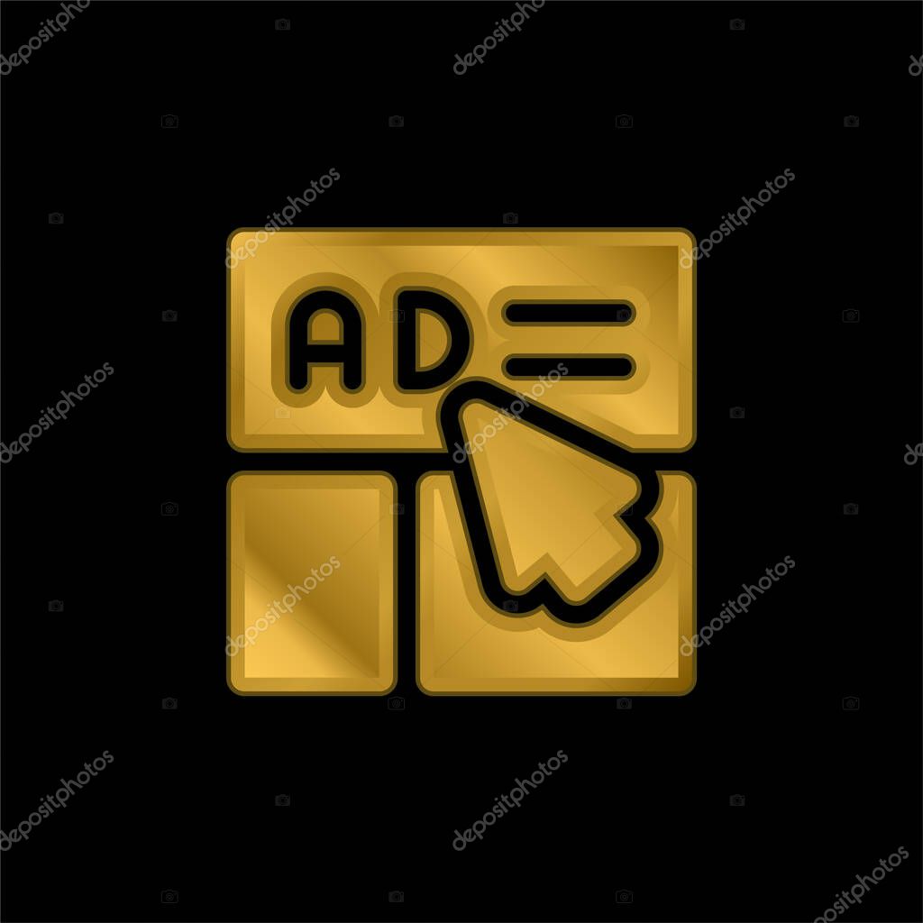 Advertisement gold plated metalic icon or logo vector