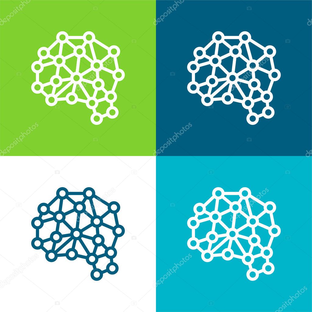 Artificial Intelligence Flat four color minimal icon set