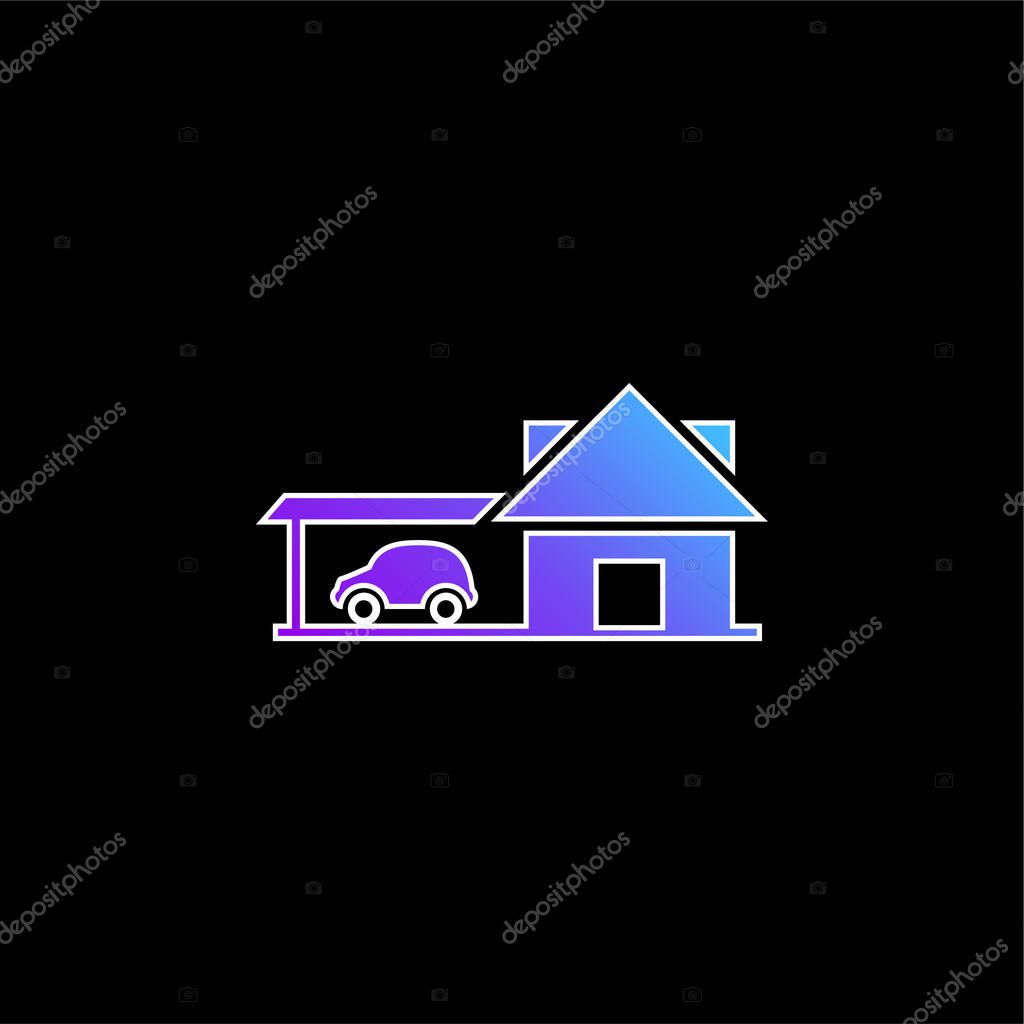 Big House With Car Garage blue gradient vector icon