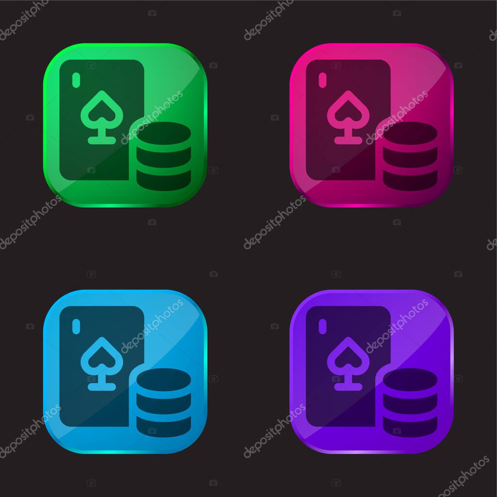 Blackjack four color glass button icon