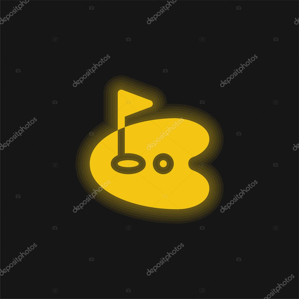 Birdie yellow glowing neon icon