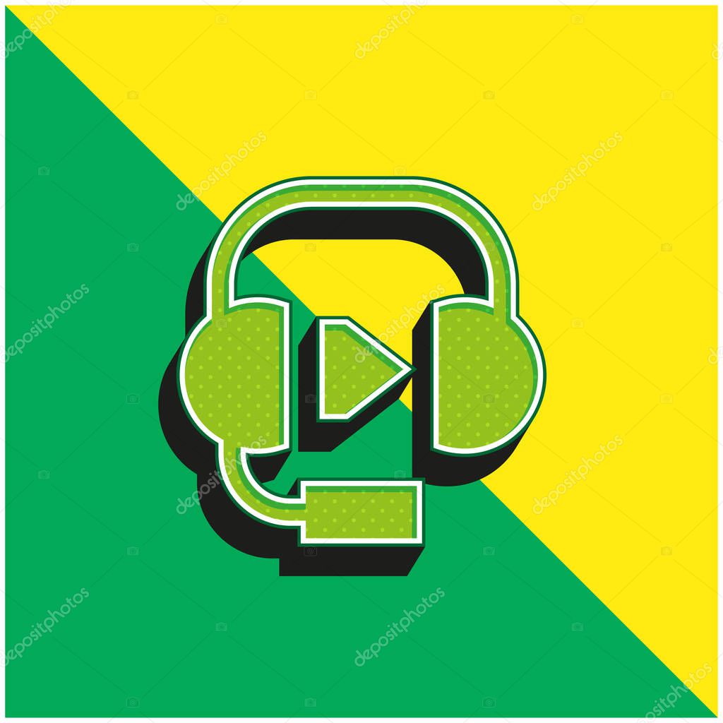 Audio Green and yellow modern 3d vector icon logo