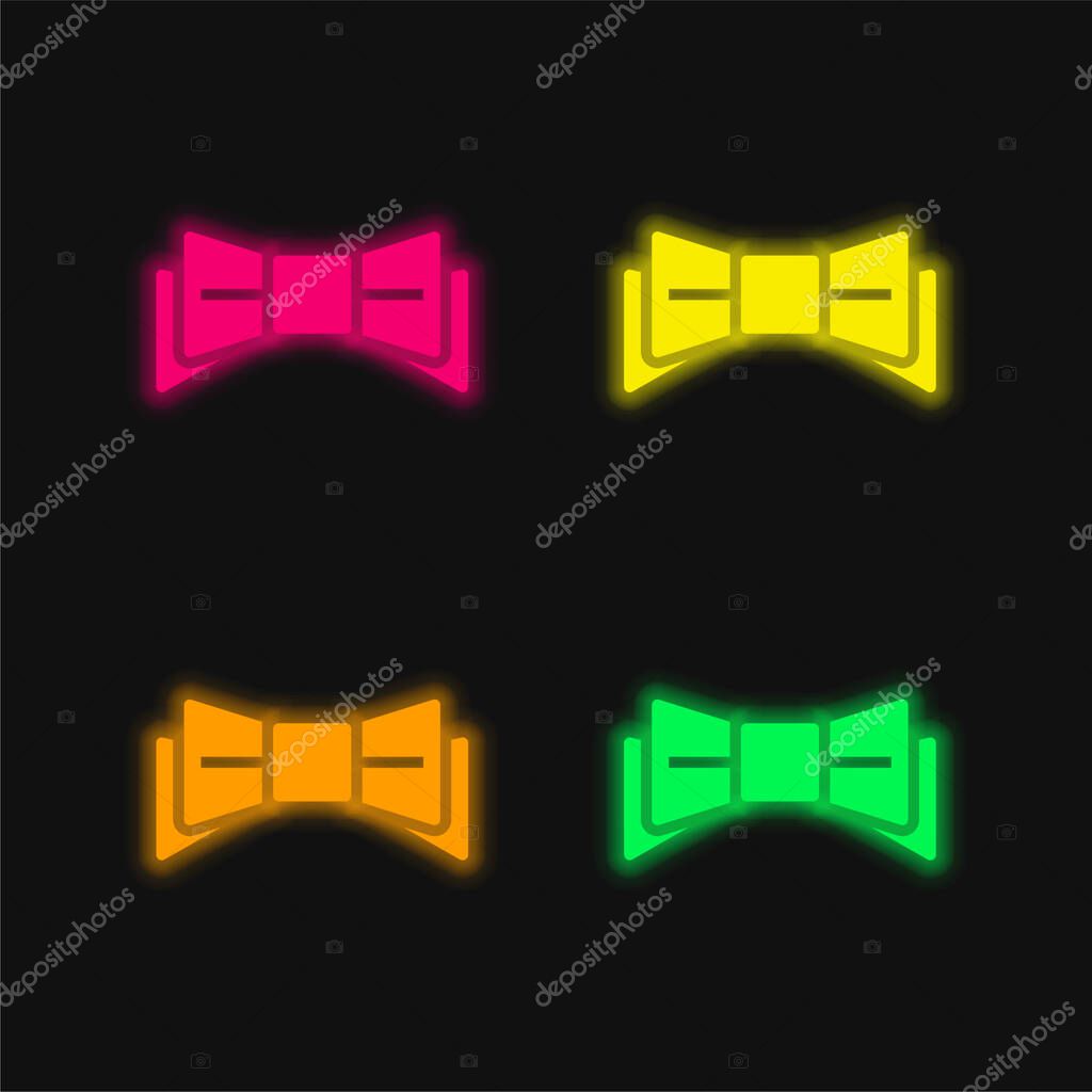 Bow four color glowing neon vector icon