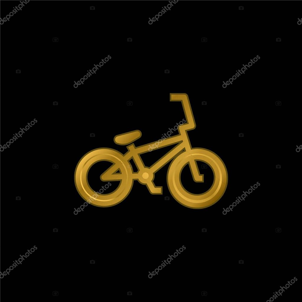Bicycle gold plated metalic icon or logo vector