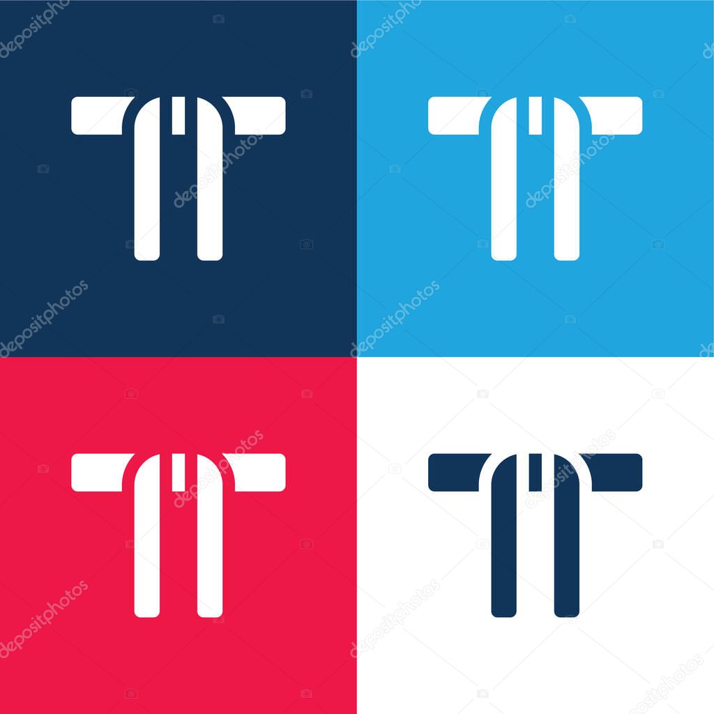 Black Belt blue and red four color minimal icon set