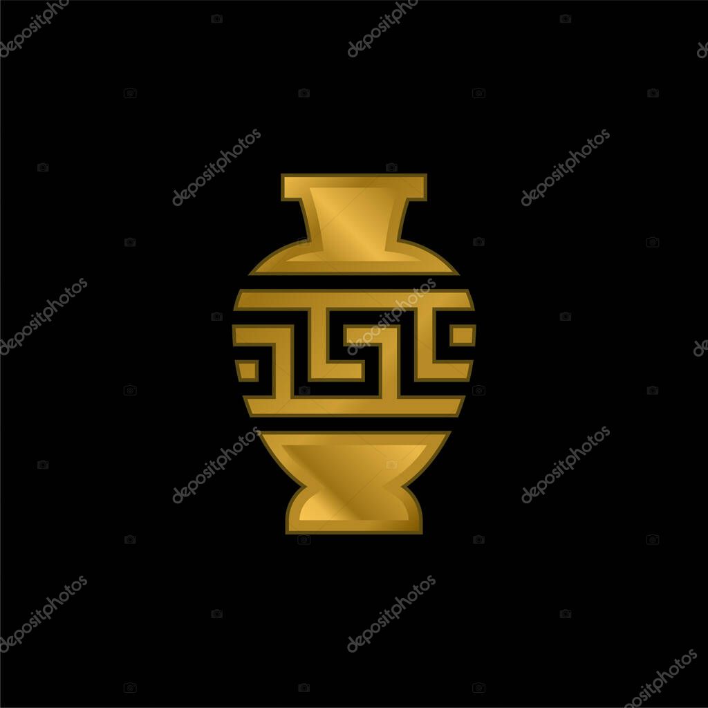 Amphora gold plated metalic icon or logo vector