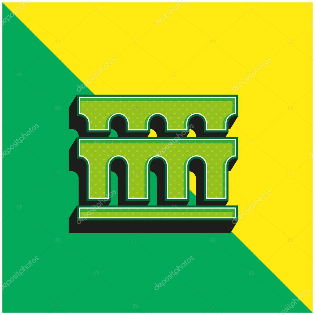 Aqueduct Green and yellow modern 3d vector icon logo